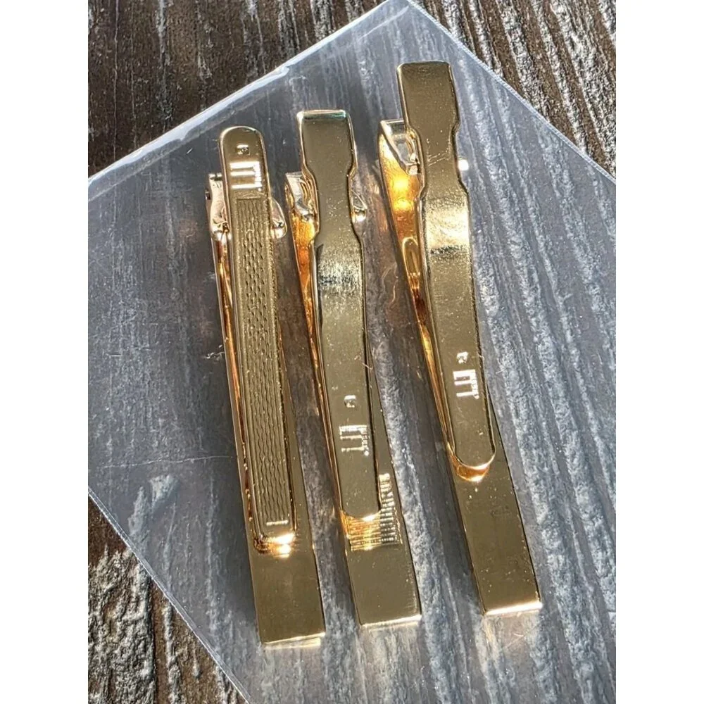Dunhill Vintage Gold Plated Tie Bar Clips BUNDLE OF 3